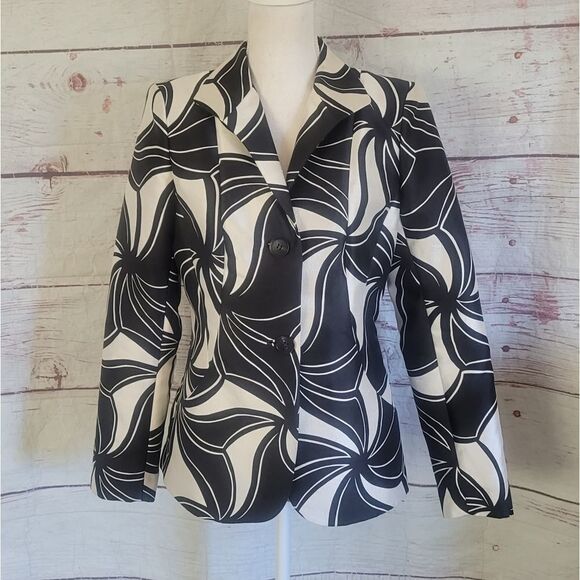 Lafayette 148 Silk Wool Abstract Blazer Size 6